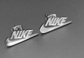 Nike Swoosh Silver - Plated Metal Stud Earrings, Pair, For Men or Women - $14.80
