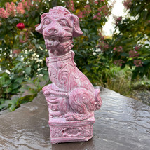 Chinese Foo Dog Garden Statue 11&quot; Outdoor Painted Asian Concrete Guardia... - $46.50