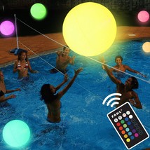 Pool Toys LED Beach Ball with Remote Control 16 Colors Lights and 4 Light Modes  - £36.70 GBP
