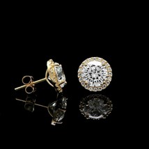 1.25CT Round Cut Simulated Diamond Stud Earrings With925 Silver Gold Plated - £3.16 GBP