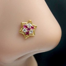 Bonito Estrella Estilo Indio Nariz Anillo Rosa Blanco Cz Sacacorchos Aro 22g - - £9.43 GBP