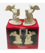 Trimmings Dillard's Porcelain Angel Candle Holder Pair White Gold Christ... - $27.72