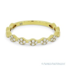 0.14ct Round Cut Diamond Cluster Band 14k Yellow Gold Stackable Anniversary Ring - £419.01 GBP