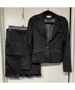 BCBG To the Max Black 2 Piece Skirt Suit Size 2 Ruffled Blazer Jacket Ca... - £45.79 GBP