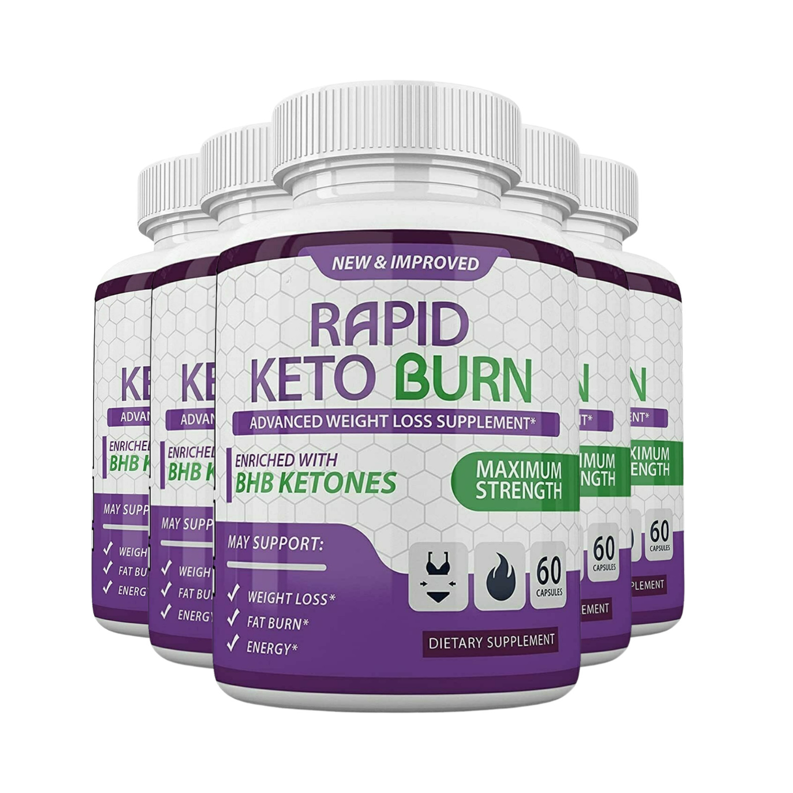 5 Pack Rapid Keto Burn Pills - Keto Supplement for Weight Loss - 300 Capsules