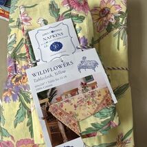 APRIL CORNELL WILDFLOWERS OBLONG TABLECLOTH 60”x 120“ YELlOW, PINK, PURP... - $64.07