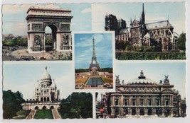 Paris Postcard- Notre-Dame, Tour Eifrel, Arc de Triomphe, Sacre-Coeur, Opera - £3.60 GBP