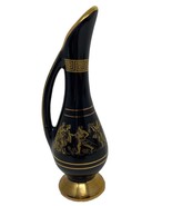 Grecian Hand Made Vase Miniature Black with 24 k Gold 5.5&quot; - £14.90 GBP