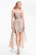 Aidan by Aidan Mattox High/Low Chiffon Overlay Sequin Dress Sz 10 Blush - $134.64