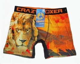 Crazy Boxer Fierce Lion Bright Orange Yellow Clear Graphics Briefs Men&#39;s L NWT - £14.38 GBP