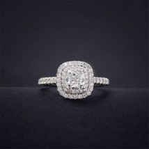 Halo Engagement Ring 2.45Ct Round Cut Simulated Diamond 14K White Gold Size 5.5 - £215.99 GBP