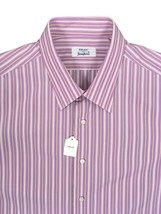 NEW! $595 Fray Dress Shirt! 18 Long (39 Sleeves)  Purple White Yellow Stripe - £168.26 GBP