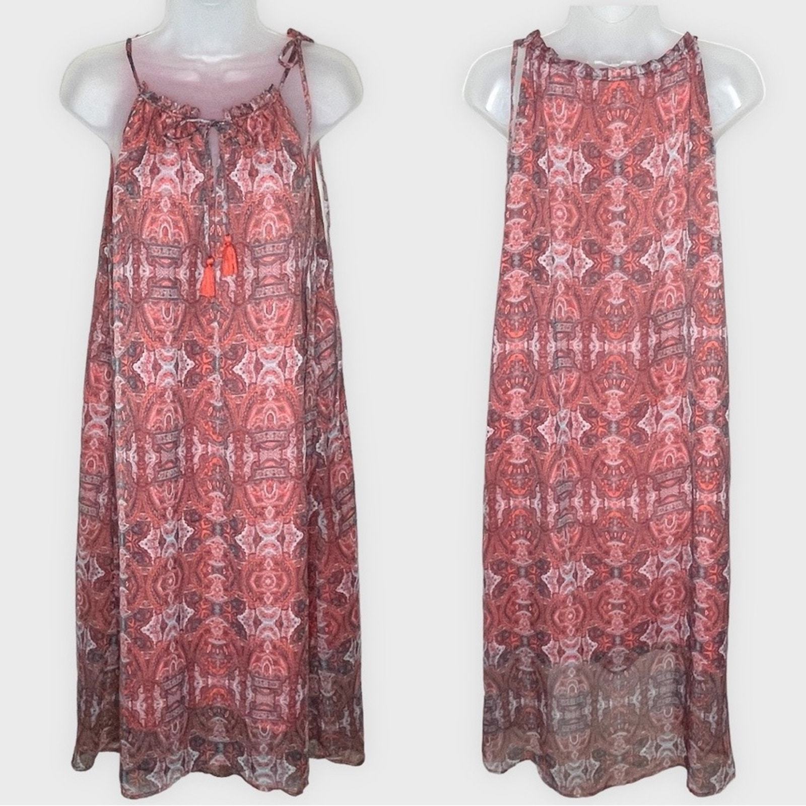 LUCKY BRAND flowy boho print maxi sun dress women&#39;s size small - $29.00