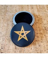 Pentagram Gold Brass Inlay Black Soapstone Trinket Box I Keepsake Handma... - $32.67