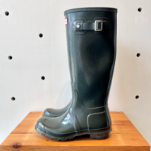 7 - Hunter Dark Green Classic Wellies Rubber Rain Original Tall Boots 11... - $85.00