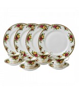Royal Albert Old Country Roses 12 PC Set of 4 Dinner Plates-4 Cups-4 Sau... - £173.78 GBP