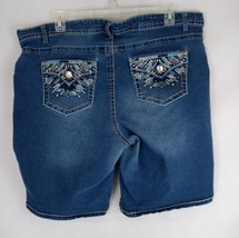 Faded Glory Jewelled Studded Western Embroidered Distressed Jean Shorts ... - £15.24 GBP