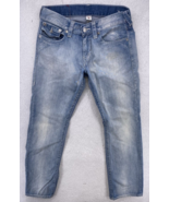 True Religion Jeans Men Size 32x34 Straight Flap Natural Denim Pants Fad... - £30.36 GBP