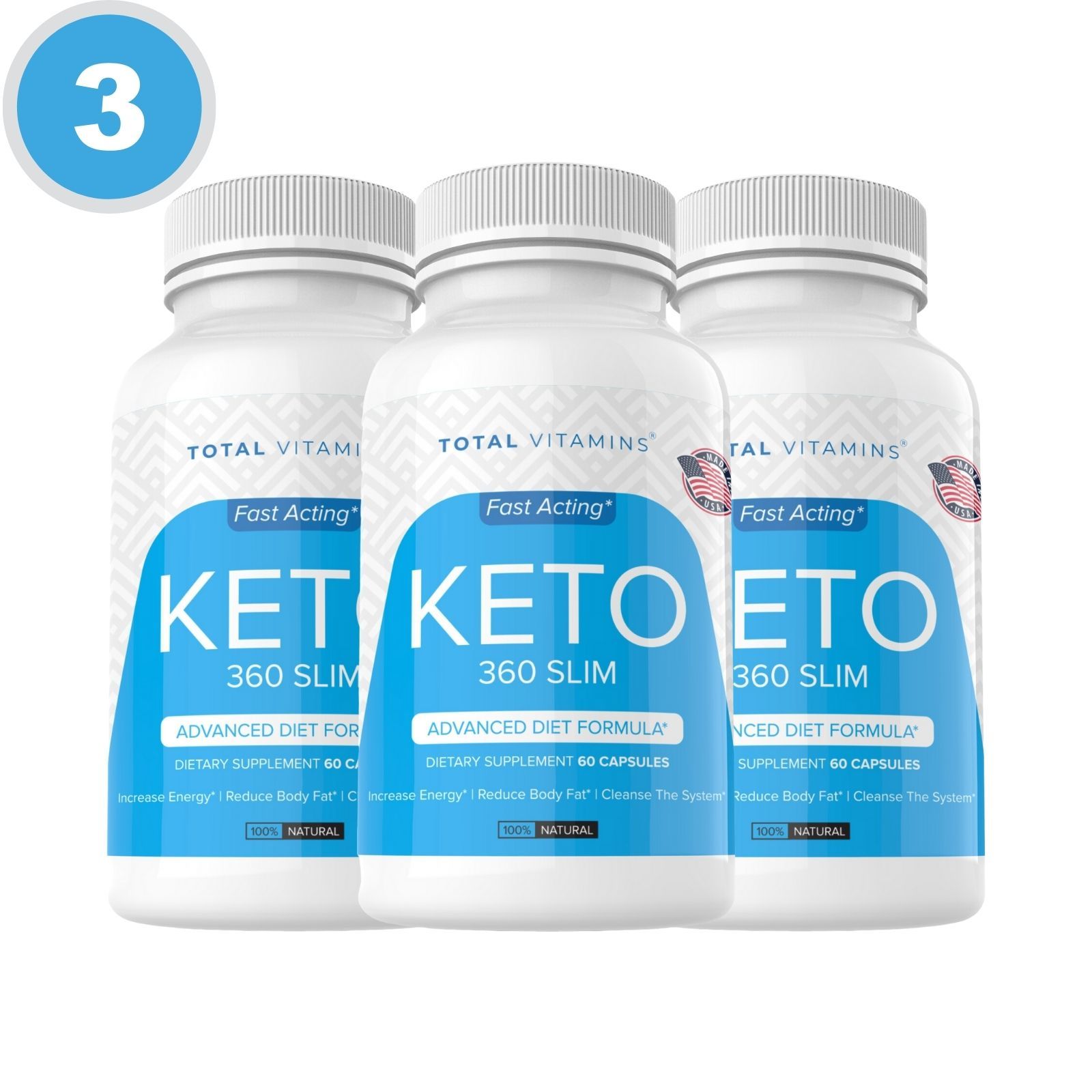 Primary image for 3 Bottles Keto 360 Slim Diet Pills Fat Burner Fast Pure Boost Burn Weight Loss