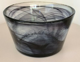 Kosta Boda Ulrica Hayden Vallien Mine Purple Swirl Art Glass Bowl 6 3/4&quot; W - £30.38 GBP