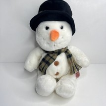 Snowman Plush Russ Berrie SNOWFLAKE Winter Stuffed Animal Toy 16&quot; - £13.81 GBP