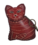 Burgundy Cat Leather Wristlet Wallet Change Coin Purse Zip Close Charm K... - $26.37 CAD
