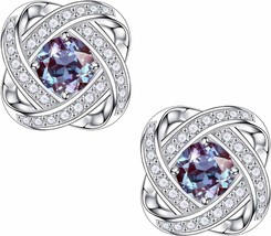 Mothers Day Gifts for Mom Her Women, Knot Birthstone Stud Earrings for Women Mom - £51.83 GBP