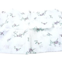 Vintage Dimity Fabric Lavender with Purple Flowers Semi Sheer Floral Cloth Remna - £11.53 GBP