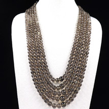 Black Natural Smoky Quartz Beads Round 5 L 928 Ct Gemstone Silver Party ... - $133.00