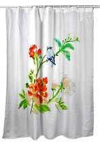 Betsy Drake Blue Bird &amp; Flowers Shower Curtain - £76.03 GBP