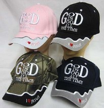 God Is Good All The Time Hat Ball Cap I Love Heart Jesus Blue Christian - £16.11 GBP