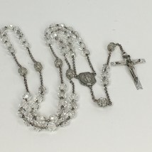 Vintage Rosary Clear Crystal Beads Sterling Silver CAP Crucifix &amp; Center... - $149.99