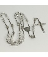 Vintage Rosary Clear Crystal Beads Sterling Silver CAP Crucifix &amp; Center... - £119.61 GBP