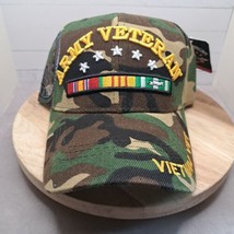 Army Vietnam Veteran with Ribbons Camo Military Hat Baseball Cap Hat NEW - £10.62 GBP