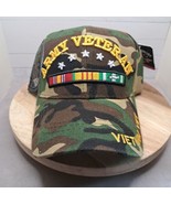 Army Vietnam Veteran with Ribbons Camo Military Hat Baseball Cap Hat NEW - £10.66 GBP