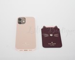 NIB Kate Spade iPhone 12 Mini Case Cover w/ Meow Sticker Pocket Pink Mar... - $34.95