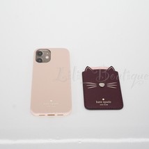 NIB Kate Spade iPhone 12 Mini Case Cover w/ Meow Sticker Pocket Pink Maroon $70 - £27.85 GBP