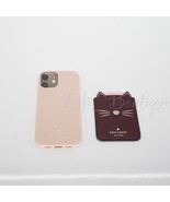 NIB Kate Spade iPhone 12 Mini Case Cover w/ Meow Sticker Pocket Pink Mar... - £27.61 GBP