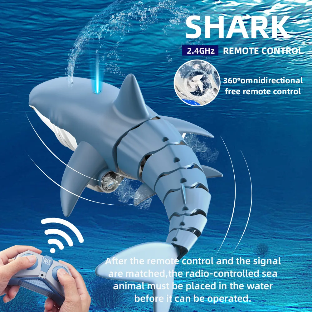 Smart rc shark machine whale spray water toys for boys rc animals 30 40m de controle thumb200