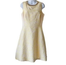 Belle Badgley Mischka Dress Fit and Flare Yellow Lace Party Sleeveless Size 10 - £36.16 GBP