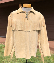 Old American Buckskin Shirt Western Wear Mountain Man Fringed Pullover Shirt - £63.03 GBP+
