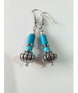 Turquoise Boho Silver earrings Victorian earrings Boho earrings Bohemian... - $34.00