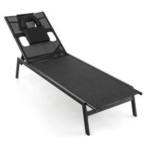 Patio Sunbathing Lounge Chair 5-Position Adjustable Tanning Chair-Black - $115.08