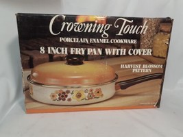 70&#39;s Harvest Blossom Porcelain Enamel 8&quot; FRY PAN &amp; Cover,  Rare Unopened... - £40.02 GBP