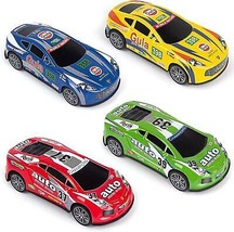 7 Inch Friction Powered Car Toys Set 4 Pack Push and Go Pull Back Race Trucks - $15.46