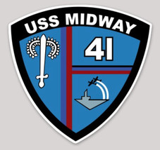 4&quot; Navy CV-41 Uss Midway Shield Helicopter Squadron Vinyl Die Cut Sticker Decal - £20.02 GBP