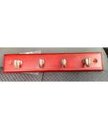 8-3/4&quot; Dark Wood Rack w/4 Metal Brushed Nickel Cup Hooks - $88.66 MXN