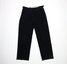 Vtg 80s Ralph Lauren Mens 34x32 Pleated Wide Leg Crushed Velvet Pants Black USA - £178.57 GBP