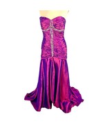 Tony Bowl Le Gala Mermaid Strapless Pageant Rhinestone Formal Gown Purpl... - £96.80 GBP
