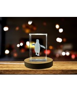 LED Base included | Royal Penguin Enchanting 3D Engraved Crystal Decor Gift - $35.84 CAD+